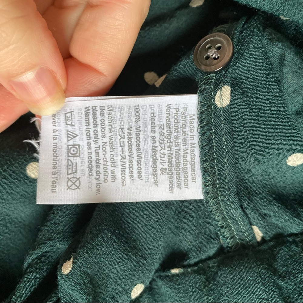 Madewell green polka dot surplice top size XS - Picture 5 of 7